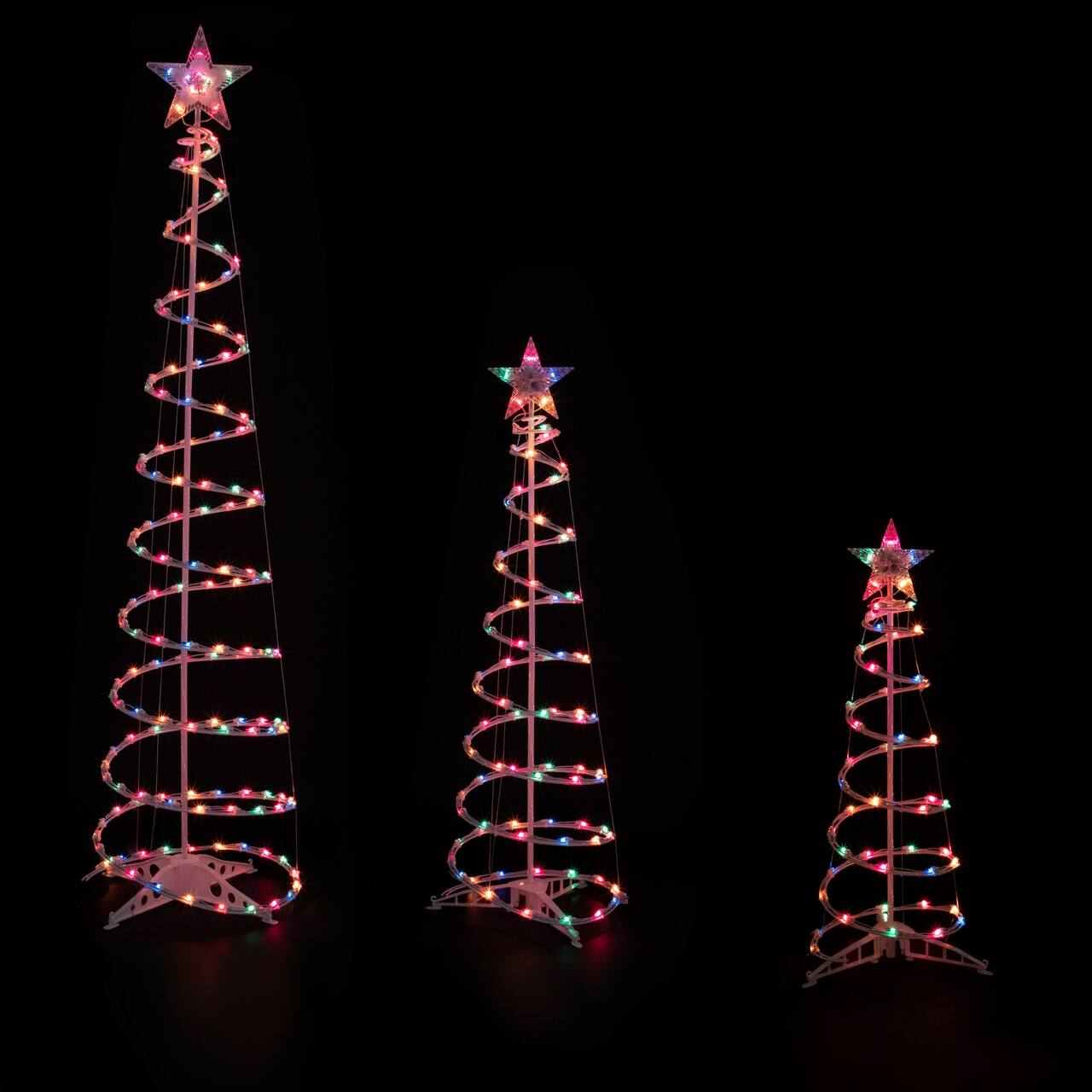 3ft., 4ft., & 6ft. Pre-Lit Spiral Artificial Christmas Tree Set, Multicolor Lights